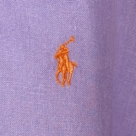Ralph Lauren Mens Linen Shirt Med Lilac Classic Fit Button Down Long Sleeve Pony - Picture 2 of 10
